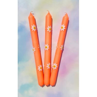 Candy Candles - Kaarsen - Set van 3 - XL - Daisy Orange