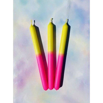 Candy Candles - Kaarsen - Set van 3 - XL - Lollipop Yellow Pink
