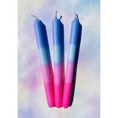 Candy Candles - Kaarsen - Set van 3 - XL - Rainbow Blue Pink