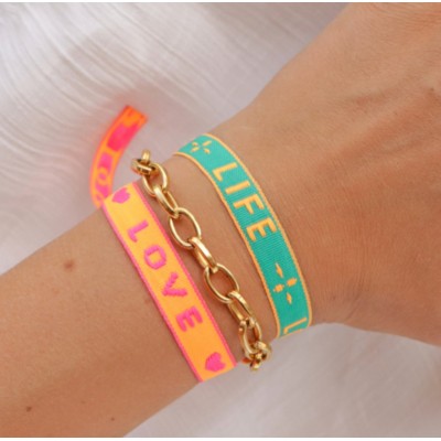 Armband - Love -  Oranje/Roze