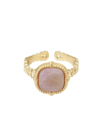 Ring - RVS - Square - Rozenkwarts